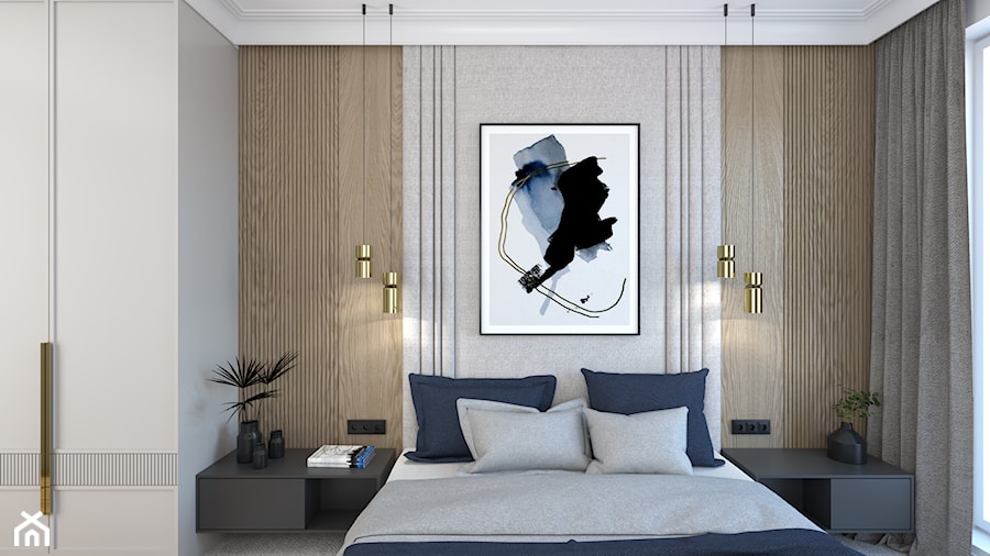 ELEGANCKI APARTAMENT NA ŻOLIBORZU - Średnia szara sypialnia, styl nowoczesny - zdjęcie od 3deko