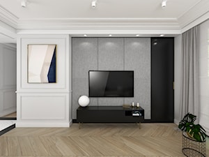 MIESZKANIE W NOWOJORSKIM KLIMACIE - Duży biały czarny salon, styl nowoczesny - zdjęcie od 3deko