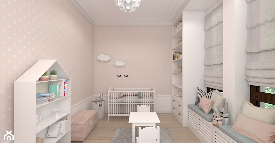 MIESZKANIE W NOWOJORSKIM KLIMACIE - Duży różowy pokój dziecka dla niemowlaka dla dziewczynki, styl tradycyjny - zdjęcie od 3deko