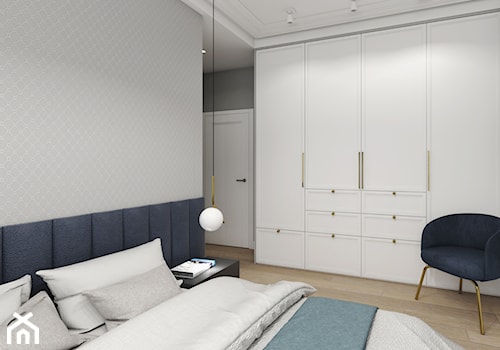 MIESZKANIE W NOWOJORSKIM KLIMACIE - Średnia biała szara sypialnia, styl glamour - zdjęcie od 3deko
