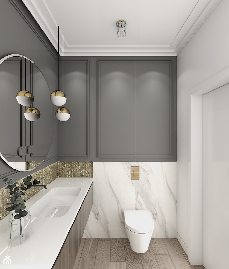 MIESZKANIE PRZY PARKU - Średnia z lustrem łazienka, styl nowoczesny - zdjęcie od 3deko