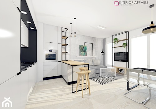 Silva - Średni biały salon z kuchnią z jadalnią, styl industrialny - zdjęcie od INTERIOR AFFAIRS