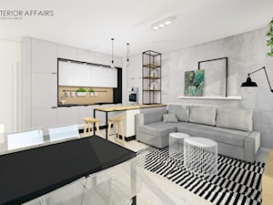 Silva - Duży biały szary salon z kuchnią z jadalnią, styl industrialny - zdjęcie od INTERIOR AFFAIRS