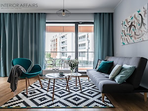 Brabank 1 - Średni szary salon z tarasem / balkonem, styl skandynawski - zdjęcie od INTERIOR AFFAIRS