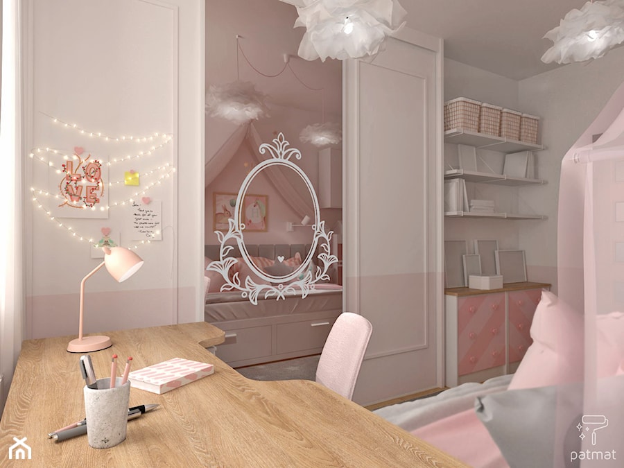 Projekt różowego pokoju dla dziewczynki - zdjęcie od patmat.pl - pokoje dla dzieci @patmatstudio