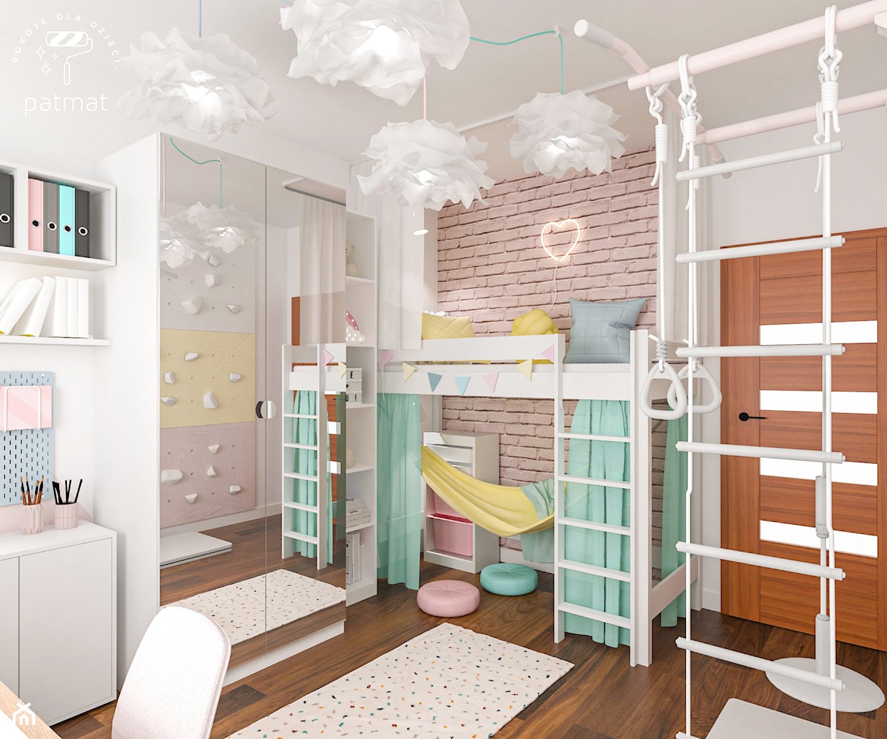 Pastelowy pokój dla dziewczynki - zdjęcie od patmat.pl - pokoje dla dzieci @patmatstudio - Homebook