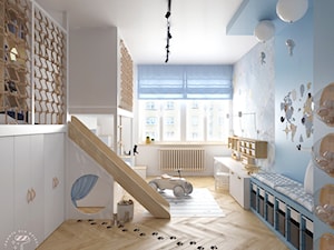 Pokój dla chłopca z antresolą i zjeżdżalnią - zdjęcie od patmat.pl - pokoje dla dzieci @patmatstudio