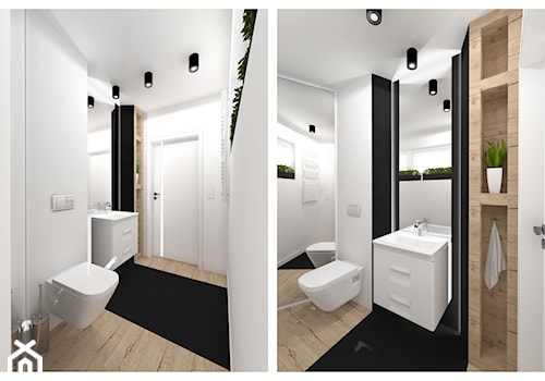 Mała łazienka - Mała na poddaszu bez okna łazienka, styl nowoczesny - zdjęcie od pracownia2b