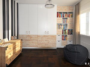 Pokój marynistyczny - Średni biały czarny pokój dziecka dla nastolatka dla chłopca, styl skandynawski - zdjęcie od MAKAO home