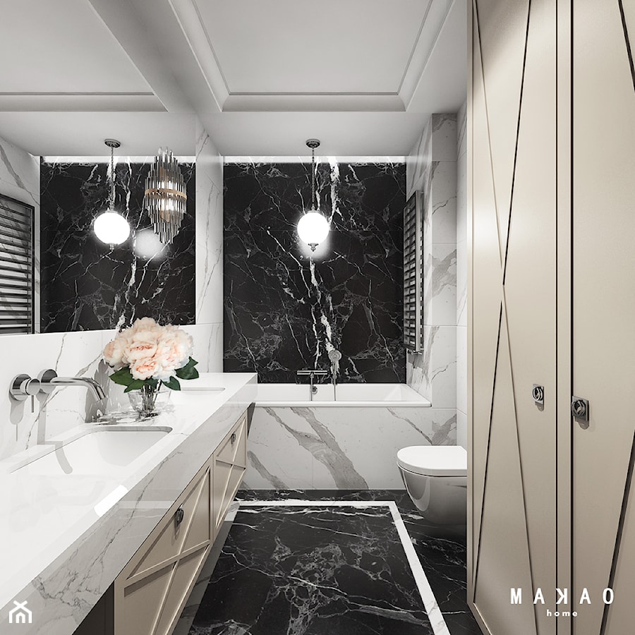 Apartament | WILANÓW - Średnia bez okna z dwoma umywalkami łazienka, styl tradycyjny - zdjęcie od MAKAO home