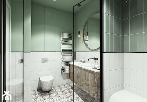 Apartament | WILANÓW - Średnia bez okna z lustrem z punktowym oświetleniem łazienka, styl industrialny - zdjęcie od MAKAO home