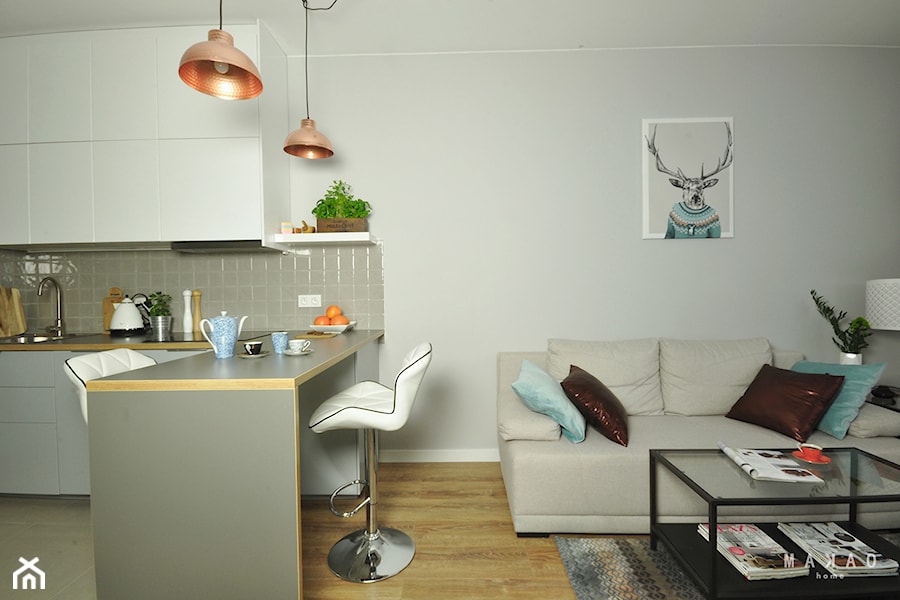 37 mkw na wynajem | URSYNÓW CENTRAL PARK - Mały salon z kuchnią z jadalnią, styl nowoczesny - zdjęcie od MAKAO home