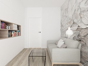 GABINET W DOMU JEDNORODZINNYM / Nieborowice - Małe z sofą beżowe białe biuro, styl nowoczesny - zdjęcie od TIUK Studio