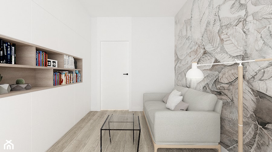 GABINET W DOMU JEDNORODZINNYM / Nieborowice - Małe z sofą beżowe białe biuro, styl nowoczesny - zdjęcie od TIUK Studio