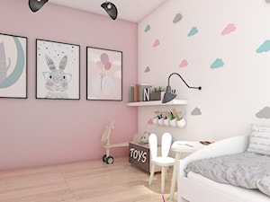POKÓJ MAŁEJ NATALII / Piekary Śląskie - Średni biały różowy pokój dziecka dla dziecka dla dziewczynki, styl nowoczesny - zdjęcie od TIUK Studio