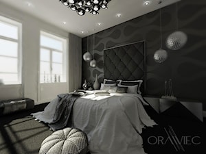 KRAKÓW - Duża biała czarna sypialnia, styl nowoczesny - zdjęcie od Dorota Orawiec-Mazur