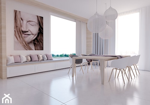 Delikatność na 90 m2 - Duża biała jadalnia jako osobne pomieszczenie, styl minimalistyczny - zdjęcie od Dorota Orawiec-Mazur