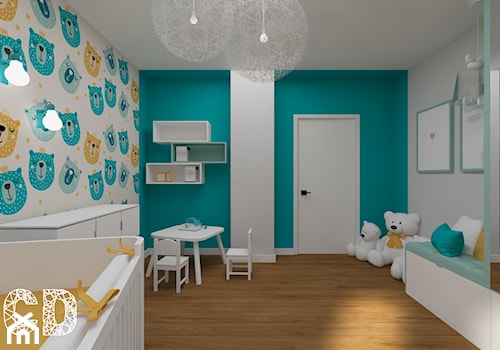 dziecięco / młodzieżowo - Duży szary niebieski pokój dziecka dla niemowlaka dla dziecka dla chłopca dla dziewczynki, styl nowoczesny - zdjęcie od Pracownia Projektowania | Daria Ciuńczyk-Duda