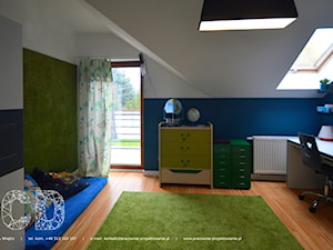dziecięco / młodzieżowo - Średni biały niebieski pokój dziecka dla dziecka dla nastolatka dla chłopca dla dziewczynki, styl nowoczesny - zdjęcie od Pracownia Projektowania | Daria Ciuńczyk-Duda
