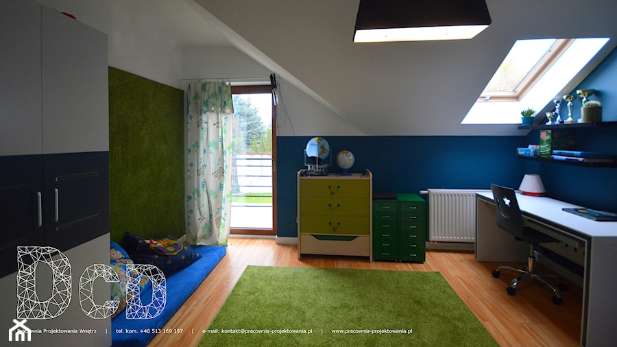dziecięco / młodzieżowo - Średni biały niebieski pokój dziecka dla dziecka dla nastolatka dla chłopca dla dziewczynki, styl nowoczesny - zdjęcie od Pracownia Projektowania | Daria Ciuńczyk-Duda