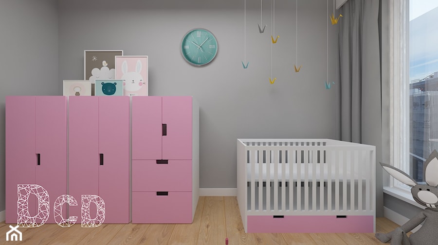 dziecięco / młodzieżowo - Średni szary pokój dziecka dla niemowlaka dla dziewczynki, styl minimalistyczny - zdjęcie od Pracownia Projektowania | Daria Ciuńczyk-Duda
