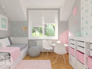 dziecięco / młodzieżowo - Średni biały szary pokój dziecka dla nastolatka dla dziewczynki, styl nowoczesny - zdjęcie od Pracownia Projektowania | Daria Ciuńczyk-Duda