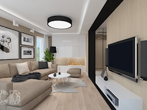 Apartament nad skarpą - Średni beżowy salon, styl nowoczesny - zdjęcie od Pracownia Projektowania | Daria Ciuńczyk-Duda