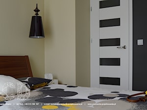 Mieszkanie Warszawa Jelonki - Mała beżowa szara sypialnia, styl nowoczesny - zdjęcie od Pracownia Projektowania | Daria Ciuńczyk-Duda