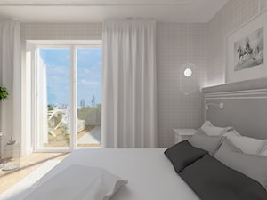 Apartament nad skarpą - Średnia szara sypialnia, styl nowoczesny - zdjęcie od Pracownia Projektowania | Daria Ciuńczyk-Duda