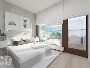 MOKO - Duża sypialnia z balkonem / tarasem, styl skandynawski - zdjęcie od Pracownia Projektowania | Daria Ciuńczyk-Duda