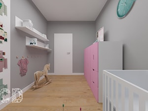 dziecięco / młodzieżowo - Średni szary pokój dziecka dla niemowlaka dla dziewczynki, styl minimalistyczny - zdjęcie od Pracownia Projektowania | Daria Ciuńczyk-Duda