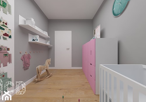 dziecięco / młodzieżowo - Średni szary pokój dziecka dla niemowlaka dla dziewczynki, styl minimali ... - zdjęcie od Pracownia Projektowania | Daria Ciuńczyk-Duda
