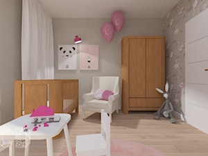 Apartament nad skarpą - Średni szary pokój dziecka dla niemowlaka dla dziewczynki, styl nowoczesny - zdjęcie od Pracownia Projektowania | Daria Ciuńczyk-Duda