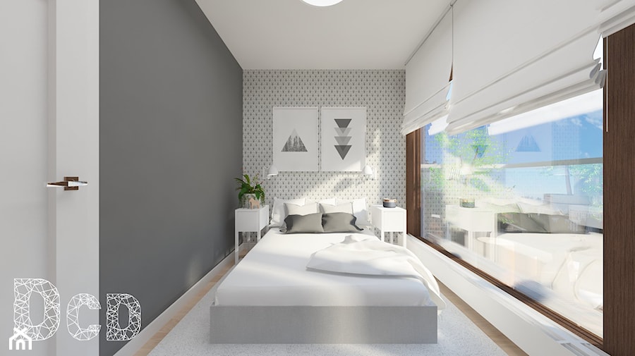 MOKO - Mała szara sypialnia, styl skandynawski - zdjęcie od Pracownia Projektowania | Daria Ciuńczyk-Duda