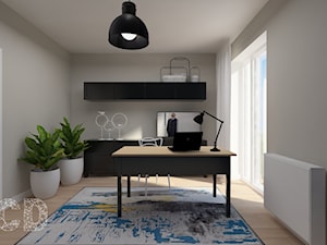 Apartament nad skarpą - Średnie w osobnym pomieszczeniu niebieskie szare biuro, styl nowoczesny - zdjęcie od Pracownia Projektowania | Daria Ciuńczyk-Duda