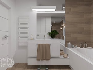 Apartament nad skarpą - Średnia bez okna z lustrem łazienka, styl nowoczesny - zdjęcie od Pracownia Projektowania | Daria Ciuńczyk-Duda