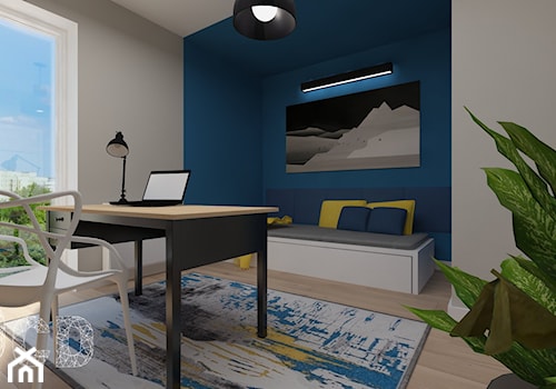 Apartament nad skarpą - Średnie z sofą niebieskie szare biuro, styl nowoczesny - zdjęcie od Pracownia Projektowania | Daria Ciuńczyk-Duda