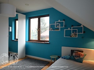 dziecięco / młodzieżowo - Średni biały niebieski pokój dziecka dla nastolatka dla chłopca dla dziewczynki, styl nowoczesny - zdjęcie od Pracownia Projektowania | Daria Ciuńczyk-Duda