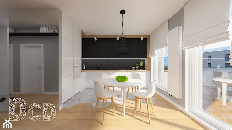 trójkąty i inne kąty - Średnia szara jadalnia w kuchni, styl minimalistyczny - zdjęcie od Pracownia Projektowania | Daria Ciuńczyk-Duda