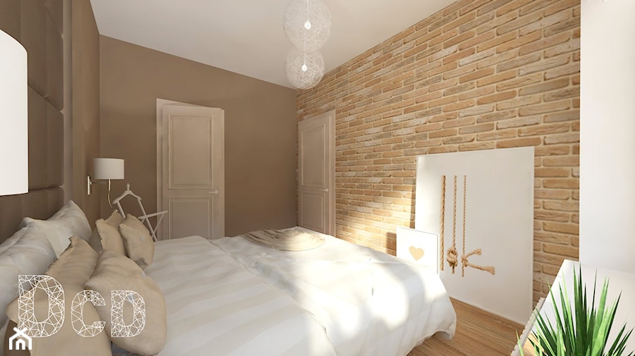 może morze - Mała brązowa sypialnia, styl skandynawski - zdjęcie od Pracownia Projektowania | Daria Ciuńczyk-Duda
