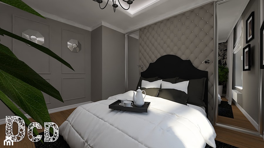NYC - Mała szara sypialnia, styl glamour - zdjęcie od Pracownia Projektowania | Daria Ciuńczyk-Duda