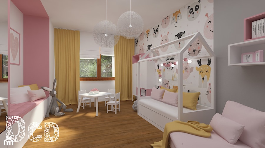 dziecięco / młodzieżowo - Średni różowy szary pokój dziecka dla dziecka dla dziewczynki, styl nowoczesny - zdjęcie od Pracownia Projektowania | Daria Ciuńczyk-Duda