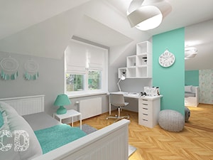 dziecięco / młodzieżowo - Średni szary zielony pokój dziecka dla nastolatka dla chłopca dla dziewczynki, styl nowoczesny - zdjęcie od Pracownia Projektowania | Daria Ciuńczyk-Duda