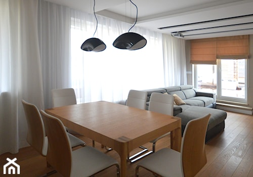 Mieszkanie Pruszków Ostoja - Duża szara jadalnia w salonie, styl nowoczesny - zdjęcie od Pracownia Projektowania | Daria Ciuńczyk-Duda