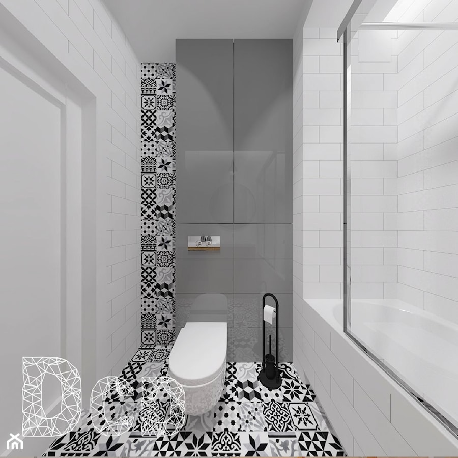 MOKO - Mała na poddaszu bez okna łazienka, styl skandynawski - zdjęcie od Pracownia Projektowania | Daria Ciuńczyk-Duda