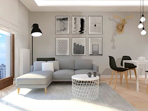 MOKO - Średni biały szary salon z jadalnią, styl skandynawski - zdjęcie od Pracownia Projektowania | Daria Ciuńczyk-Duda