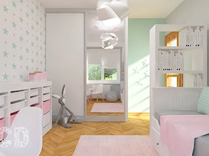 dziecięco / młodzieżowo - Średni biały szary zielony pokój dziecka dla dziecka dla nastolatka dla dziewczynki, styl nowoczesny - zdjęcie od Pracownia Projektowania | Daria Ciuńczyk-Duda