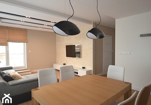 Mieszkanie Pruszków Ostoja - Średnia szara jadalnia w salonie, styl nowoczesny - zdjęcie od Pracownia Projektowania | Daria Ciuńczyk-Duda