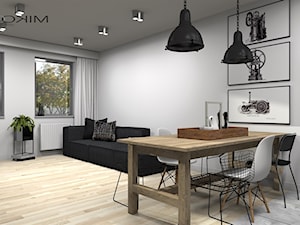 mieszkanie 2 pokojowe - Średnia szara jadalnia w salonie w kuchni, styl nowoczesny - zdjęcie od Deco Miko