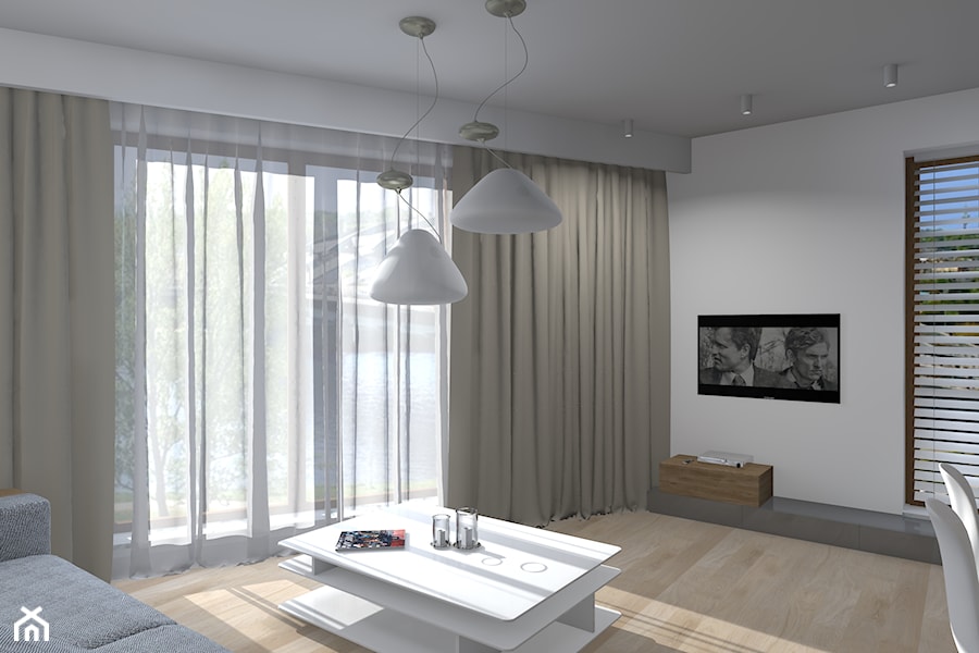 Wnętrze apartamentu z widokiem na Wisłę o powierzchni 60,40 m² - Salon, styl nowoczesny - zdjęcie od Deco Miko